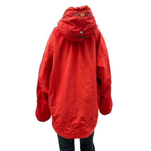 Vintage Obermeyer Red Hooded Ski Winter Jacket Embroidered Details Womens 10 - Picture 2 of 11